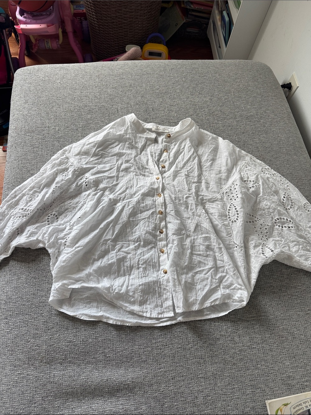Neuflora White Button-Front Linen Top